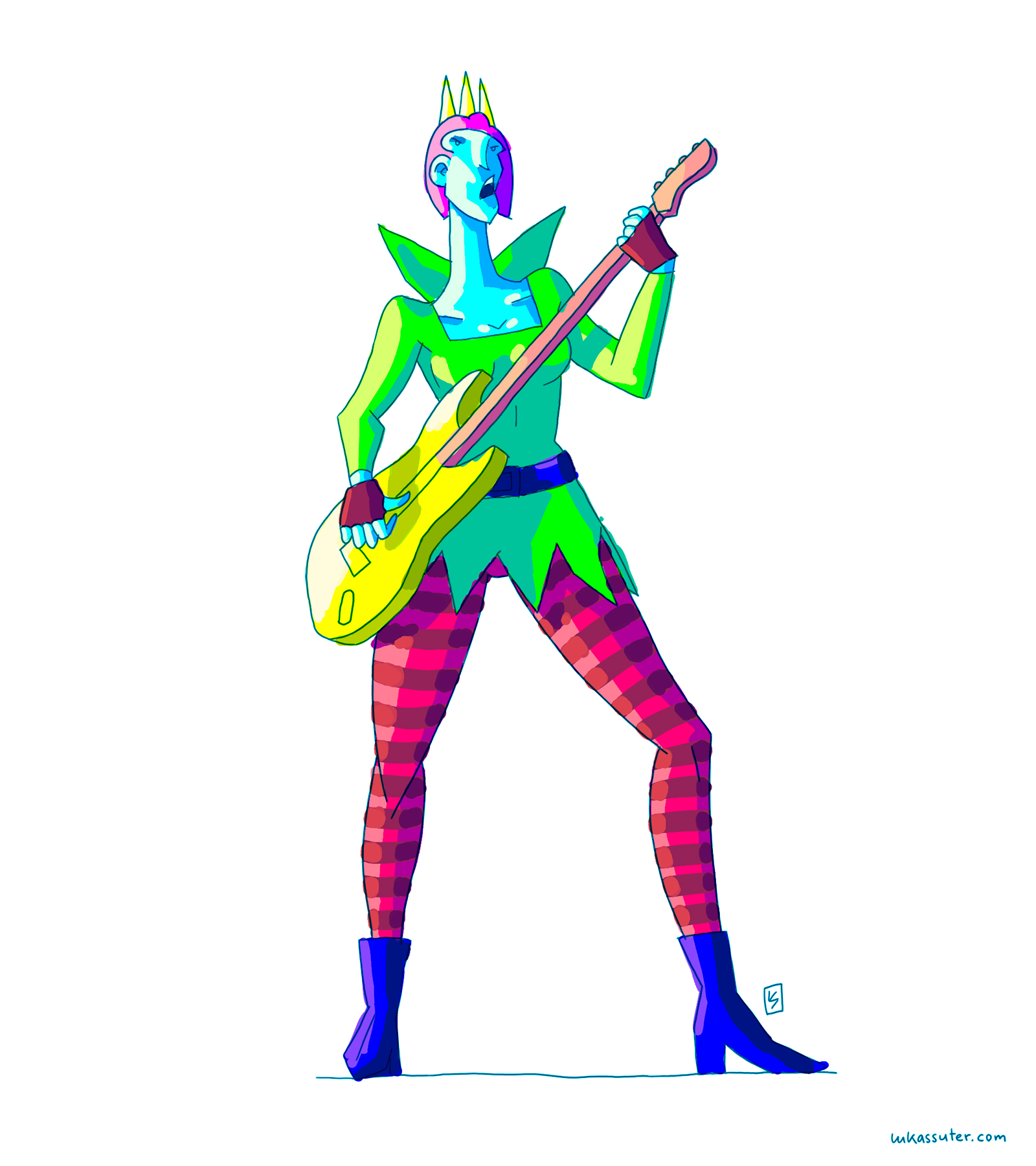 Punk girl plays the guitar