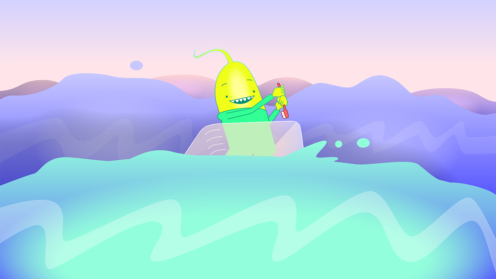 Colour Mood: Little Monster paddling on a toothpaste ocean